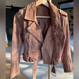 Blank NYC suede Moto jacket. Taupe color. Color is coffee bean.